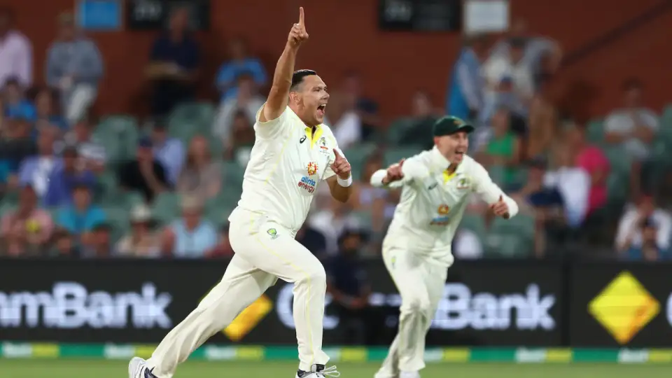Scott Boland bowling during a match for Australia vs West Indies